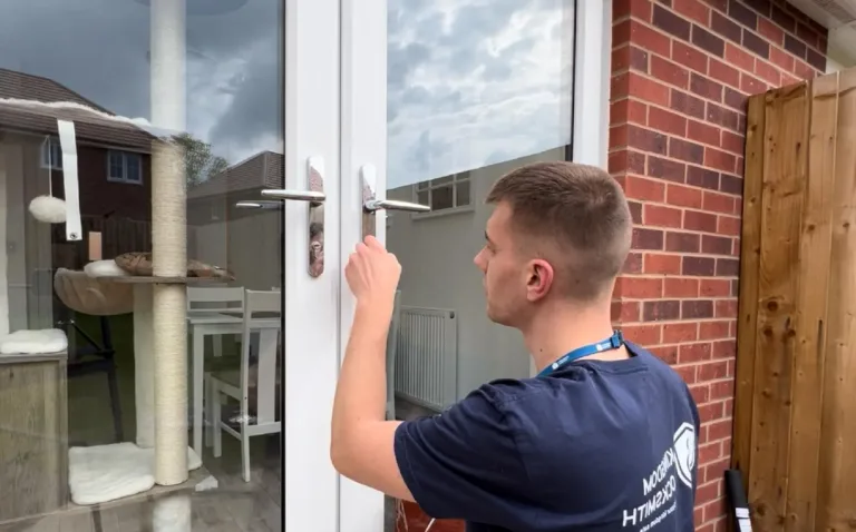 Kingdom Locksmith engineer fitting a uPVC door handle